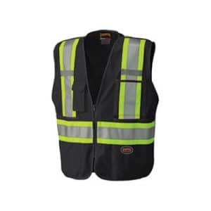 Pioneer Medium High Visibility Black Safety Tear Away Mesh Back