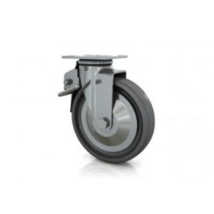 Darcor 31-406B-PSE 6 Inch X 2 Inch Solid Elastomer Rubber Wheel Swivel Caster W/Brake 1000 LB Capacity