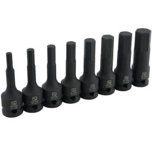 Dynamic D018102 1/2 Inch Drive 8 Piece Hex Bit SAE Impact Socket Set