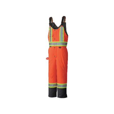 Pioneer 5040BB Large High Visibility Orange Traffic Safety Quilted Waterproof Bib Pant 36 - 38 Inch V1120651