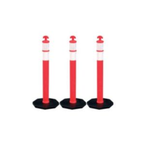 Tuff Grade TGTD-4513 45 Inch High Visiblity Orange Delineator Post with Black Rubber Base & 2 4In Reflective Collars 13 LB