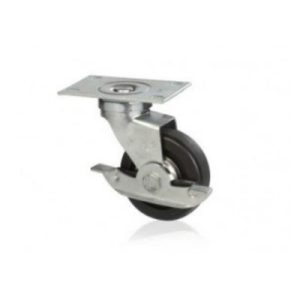 Darcor 12-23B-H 3 Inch X 1 Inch Hard Rubber Wheel Swivel Caster With Brake 125 LB Capacity