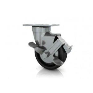 Darcor 16-64B-XSR 4 Inch X 1 3/8 Inch Super Roll Neoprene Wheel Swivel Caster W/ Brake 275 LB Capacity