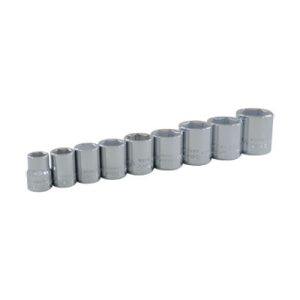 Gray 25009 3/8 Inch Drive 9 Piece 6 Point Standard Chrome SAE Socket Set