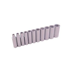 Gray 25212 3/8 Inch Drive 11 Piece 6 Point Deep Chrome SAE Socket Set