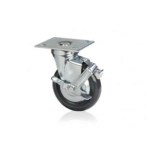 Darcor 31-74B-PSE 4 Inch X 1-3/8" Solid Elastomer Rubber Wheel Swivel Caster With Brake 600 LB Capacity