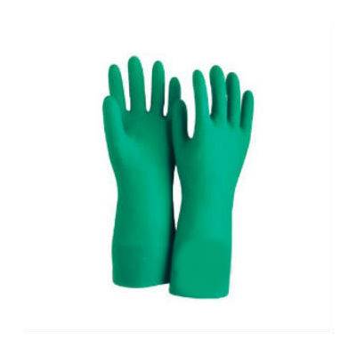 Green Nitrile Flock Lined Unsupported Glove Size 8 15 Mil
