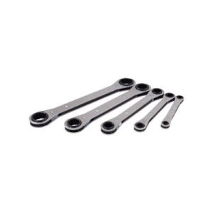 Gray 5000LR 5 Piece 6 & 12 Point SAE Flat Ratcheting Box Wrench Set 1/4 Inch To 7/8 Inch