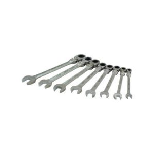 Gray 59808A 8 Piece SAE Combination Flex Head Multi-gear Ratcheting Wrench Set 5/16 Inch To 3/4 Inch