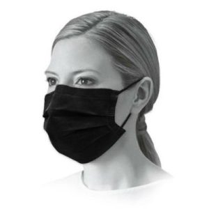 Black Disposable Protective 4 Ply Face Mask With Earloops 10/Pk