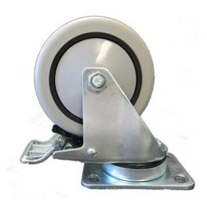 Faultless 893-5-TBTG 5 Inch Dyna-Tred TPR Thermoplastic Rubber Wheel Swivel Casters With Lock Brake & Thread Guard 300Lb