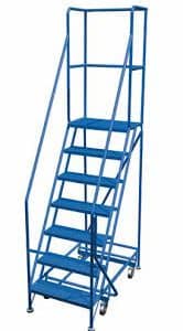 8 Step Rolling Ladder With Handrails 300 Lb Capacity