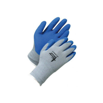 Gander 99-1-275BP Blue Crinkle Latex Coated Palm Dexterity Task Glove Grey Poly Cotton Knit Shell Size 10