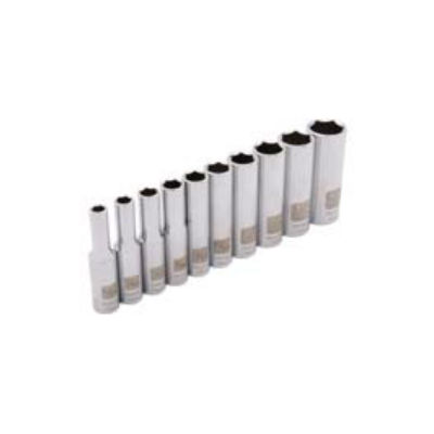 Dynamic D004001 1/4 Inch Drive 10 Piece 6 Point Deep SAE Socket Set