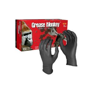 Watson 5554PF Grease Monkey, 5 mil, Disposable Nitrile Gloves, Black, Box  of 100, Small (5554PF-S)