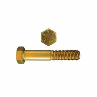 7/16-14 X 4 Hex Head Cap Screw Yellow Zinc Plated Grade 8