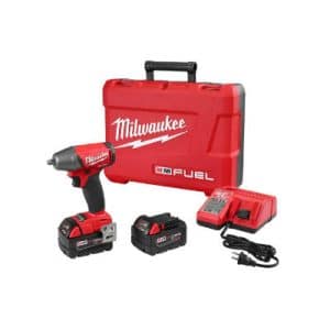 Milwaukee 2754-22 18 Volt M18 Fuel 3/8 Inch Compact Impact Wrench With Friction Ring Kit Li-Ion XC 5.0Ah Battery Charger & Case