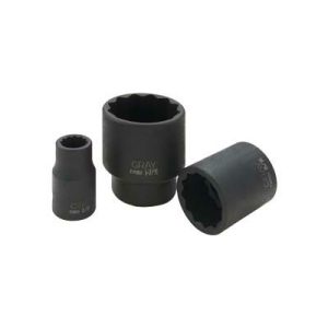 Gray P2432DH 1/2 Inch Drive 12 Point 1 Inch Black Impact Socket