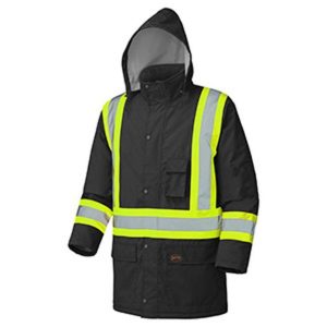 Pioneer 5031BK Large Waterproof Quilted Black Polyester Safety Winter Coat V1150170-L