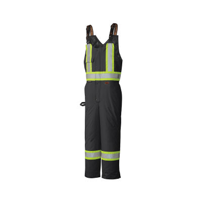 Pioneer 5042 5X-Large High Visibility Black Traffic Safety Quilted Waterproof Bib Pant 56 - 58 Inch V1120870