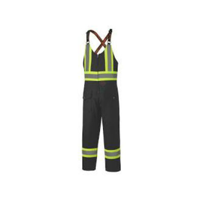 Pioneer 5536BK 3X-Large Quilted Black Cotton Duck Safety Bib Overalls 44 - 46 Inch V2060570