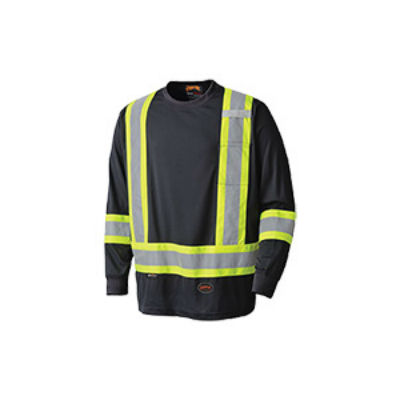 Pioneer 6997 Large Black Quick Dry Traffic Safety Long Sleeved T Shirt V1051270
