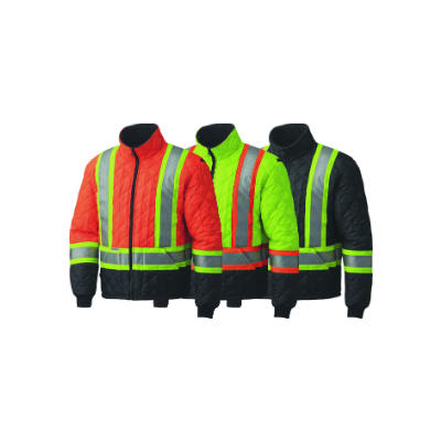 Pioneer 5016 X-Small High Visibility Lime Quilted Freezer Jacket With Stripes 32 Inch V1170160