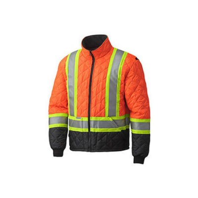Pioneer 5015 3X-Large High Visibility Orange Quilted Freezer Jacket With Stripes 54 - 56 Inch V1170150