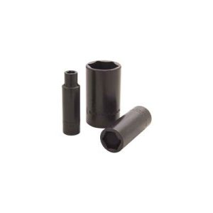 Gray PL2432 1/2 Inch Drive 6 Point 1 Black SAE Deep Power Impact Socket