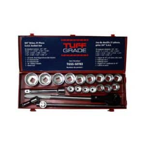 Tuff Grade TGSS-SET03 3/4 Inch Drive 21 Piece 6 Point Chrome Socket & Attachment Set SAE Standard Length 3/4-2"