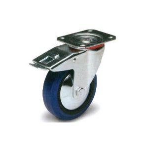 Tuff Grade TGC-10302-S Swivel With Brake 3 Inch X 1-1/2 Inch Blue Elastic Rubber Wheel Caster 220 LB Capacity
