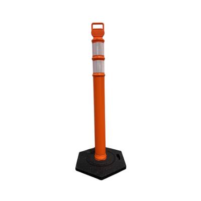Tuff Grade TGTD-4513 45 Inch High Visiblity Orange Delineator Post with Black Rubber Base & 2 4In Reflective Collars 13 LB