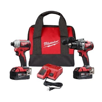 Milwaukee 2893-22 M18 18V Hammer Drill & Impact Driver 2 Tool Combo Kit
