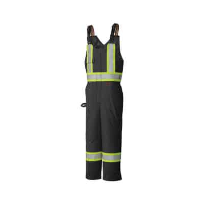 Pioneer 5042 4X-Large High Visibility Black Traffic Safety Quilted Waterproof Bib Pant 52 - 54 Inch V1120870