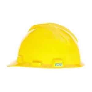 MSA 475360 Yellow V-Gard Slotted Hard Hat Cap Style With Fas-Trac III Suspension