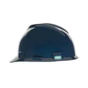 MSA 802972 Dark Blue V-Gard Slotted Hard Hat Cap Style With Fas-Trac III Suspension