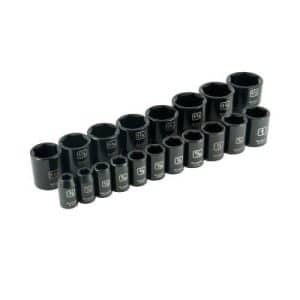 Dynamic D018024 19 Piece 6 Point Standard SAE Impact Socket Set 1/2 Inch Drive