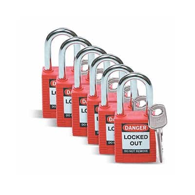 Brady 51339 1.75 Inch X 1.5 Inch X 0.82 Inch Red Anti-Spark Compact Nylon Safety Lockout Padlock