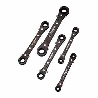 Dynamic D081204 5 Piece Double Box Reversible Ratcheting Straight Wrench Set 7mm To 17mm