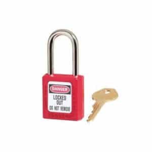 Master Lock 410DRED Red Zenex Thermoplastic Safety Padlock 1 1/2 Wide 1 3/4 Long Shackle Red