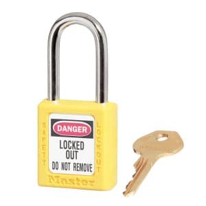 Master Lock 410YLW Zenex Thermoplastic Safety Padlock Yellow 1-1/2 Inch X 1-1/2 Inch
