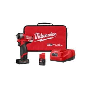 Milwaukee 2552-22 12 Volt 1/4 Inch Stubby Impact Wrench Kit With Batteries & Charger
