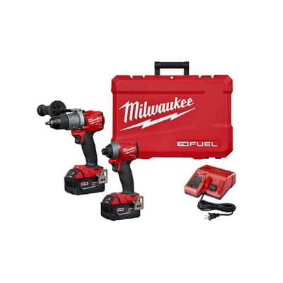 Milwaukee 2997-22 18 Volt Li-Ion 1/2 Inch Hammer Drill & 1/4 Inch Impact Kit 2 XC 5.0Ah Batteries & Charger