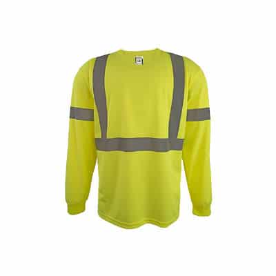 Coolworks TS1203-LYL Large High Visibility Moisture Wicking Long Sleeve Shirt Lime / Yellow