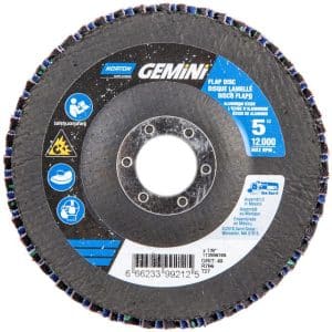 Norton Gemini R766 5 X 7/8 60 Grit Zirconia Alumina Fiberglass Plate HD Flat Flap Disc Type 27 66623399213