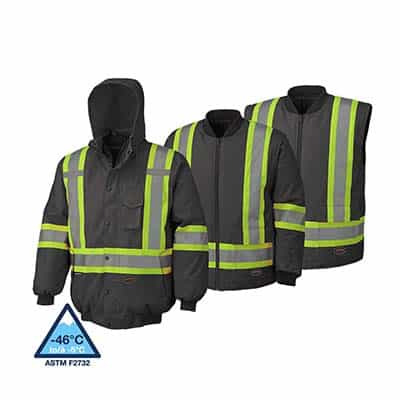 Pioneer 5026 Large 7 In 1 High Visibility Waterproof Black Safety Winter Bomber V1120370-L