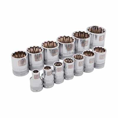 Dynamic D010002 3/8 Inch Drive 13 Piece 12 Point Standard Chrome SAE Socket Set