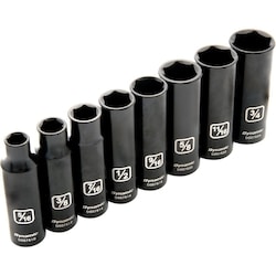 Dynamic D010021 3/8 Inch Drive 8 Piece 6 Point Deep Power Impact SAE Socket Set