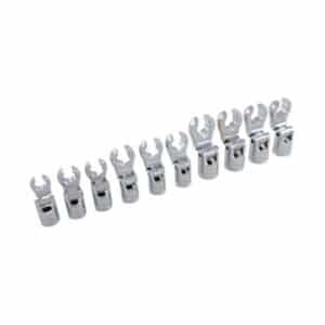Dynamic D010028 3/8 Inch Drive 10 Piece Flex Head Crow Foot Metric Socket Set Chrome
