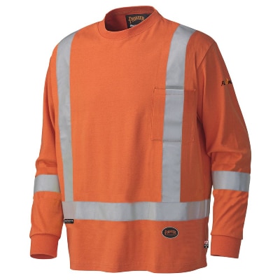 Pioneer 339SFA Size Extra Large High Visibility Orange Flame Resistant Long Sleeve Cotton Safety Shirt V2580450-XL